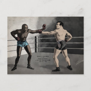 Cartão Postal Vintage Johnson VS Jeffries Boxing