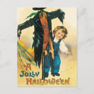 Cartão Postal Vintage Jolly Halloween Scarecrow Ellen Clapsaddle