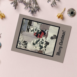 Cartão Postal Vintage Jovem Mulher Vermelha Negra Portas de Árvo