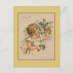 Cartão Postal Vintage June 1891 belas crianças desenhando
