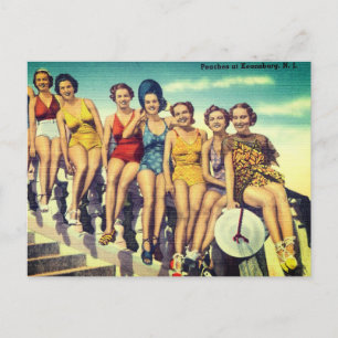 Cartão Postal Vintage Keansburg, NJ Beach Scene - Jersey Shore