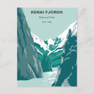 Cartão Postal Vintage Kenai Fjords National Park Alaska Retro