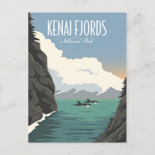 Cartão Postal Vintage Kenai Fjords National Park Alaska Retro