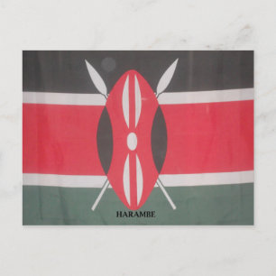Cartão Postal Vintage Kenya Flag Harambe Design