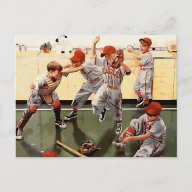 Cartão Postal Vintage Kids Baseball (Frente)