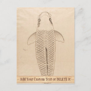 Cartão Postal Vintage koi carp pintando papel antigo escroto art