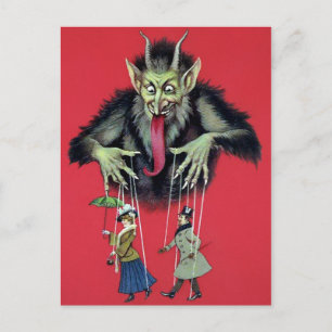 Cartão Postal Vintage Krampus com Puppets