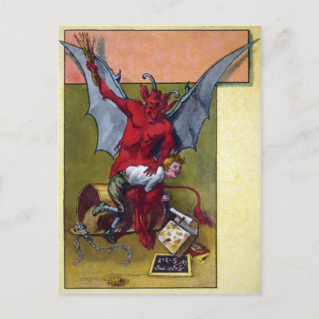 Cartão Postal Vintage Krampus Discipline (Frente)