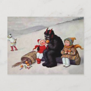 Cartão Postal Vintage Krampus Eating