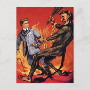 Cartão Postal Vintage Krampus no Inferno