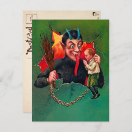Cartão Postal Vintage Krampus Segurando Cartão-Postal