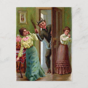 Cartão Postal Vintage Krampus Surprise