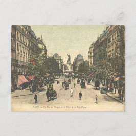 Cartão Postal Vintage La Place de la Republique, Paris, França