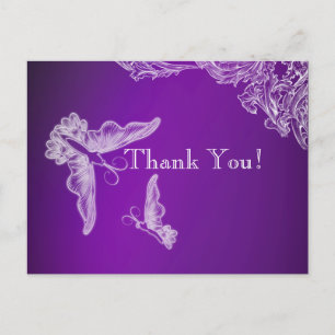 CARTÃO POSTAL VINTAGE LACE & BOTTERFLIS PURPLE OMBRÉ