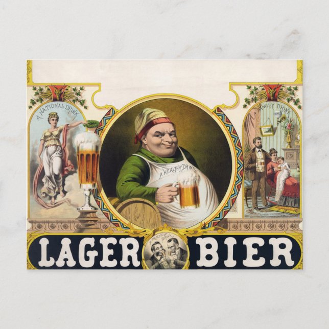Cartão Postal Vintage Lager Beer Advertisement (Frente)