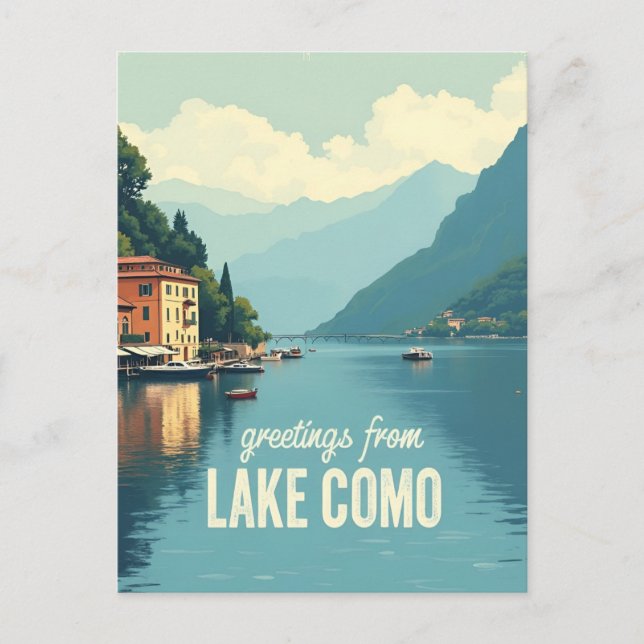 Cartão Postal Vintage Lake Como (Frente)