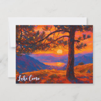 Cartão Postal Vintage Lake Como Itália Montanhas Retro