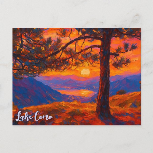 Cartão Postal Vintage Lake Como Itália Montanhas Retro (Frente)