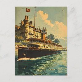 Cartão postal Vintage Lake Genebra Boat