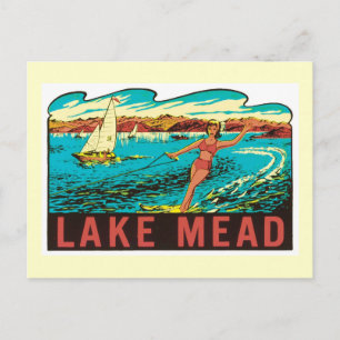 Cartão Postal Vintage Lake Mead Nevada NV State Label