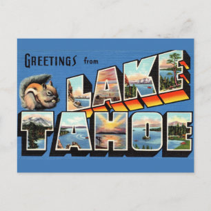 Cartão Postal Vintage Lake Tahoe Saudação