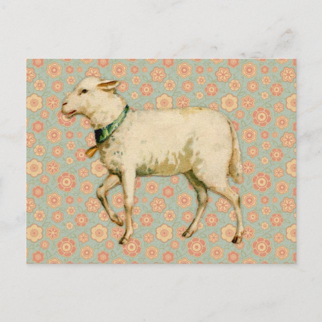 Cartão Postal Vintage Lamb Art (Frente)