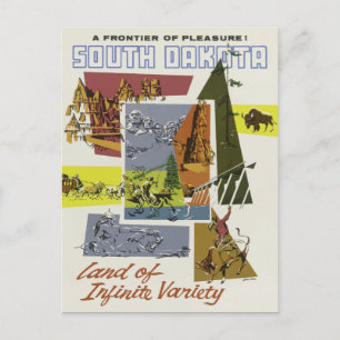 Cartão Postal Vintage Land of Infinite Variety South Dakota