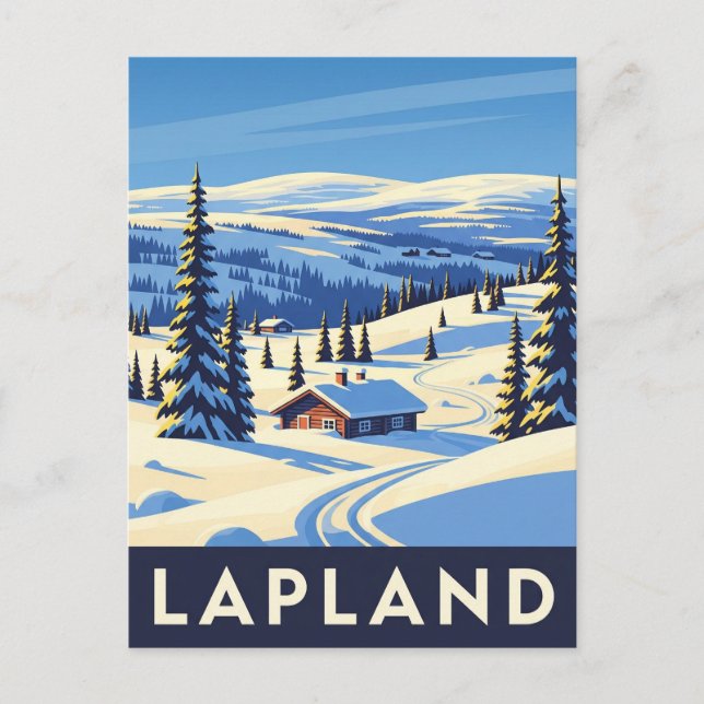Cartão Postal Vintage Lapland Finlândia Viagem (Frente)
