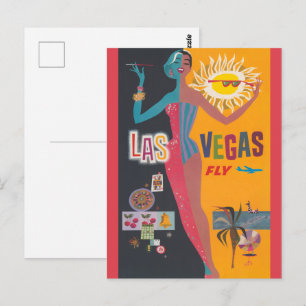 Cartão Postal Vintage Las Vegas Gambling Poster de viagens Art