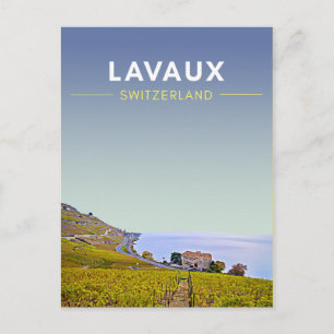 Cartão Postal Vintage Lavaux Vineyards Suiça