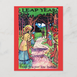 Cartão Postal Vintage Leap Year Pöcard Fun Early 1900's Image