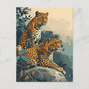 Cartão Postal Vintage Leopard