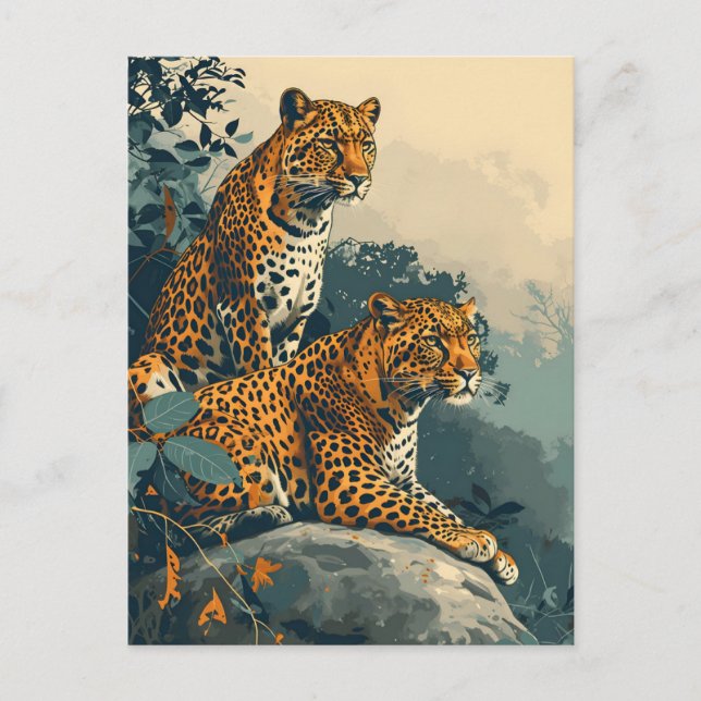 Cartão Postal Vintage Leopard (Frente)