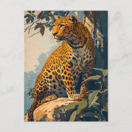 Cartão Postal Vintage Leopard Art