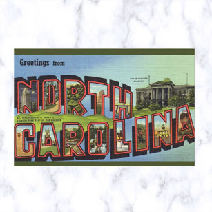Cartão Postal Vintage - Letra Big Carolina do Norte