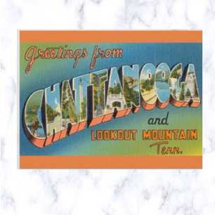Cartão Postal Vintage - Letra Big Chattanooga Tennessee