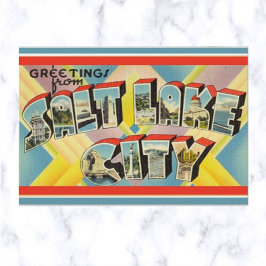 Cartão Postal Vintage - Letra Big Salt Lake City Utah