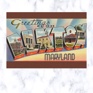 Cartão Postal Vintage - Letra Grande Elkton Maryland