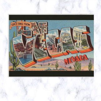 Cartão Postal Vintage - Letra Grande Las Vegas Nevada