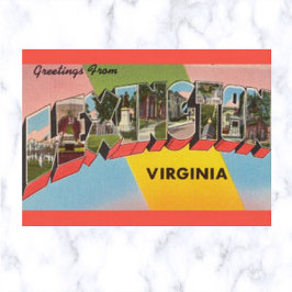 Cartão Postal Vintage - Letra Grande Lexington Virginia