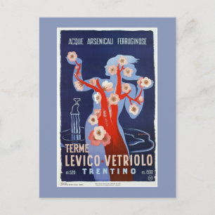 Cartão Postal Vintage Levico Terme Trentino - viagem italiano