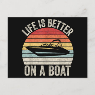 Cartão Postal Vintage Life É Melhor Em Um Barco Capitão Barco P