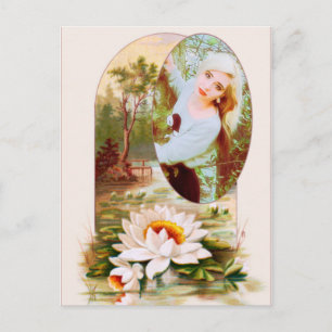 Cartão Postal Vintage Lilly Pads Flower Frame para qualquer foto
