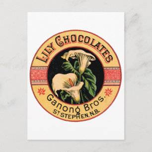 Cartão Postal Vintage Lily Chocolates Ganong Bros.