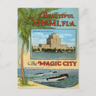 Cartão Postal Vintage Linda Viagem da cidade mágica de Miami Fló