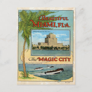 Cartão Postal Vintage Linda Viagem da cidade mágica de Miami Fló