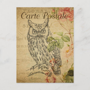Cartão Postal Vintage Line Art Of An Owal Floral French Postcard