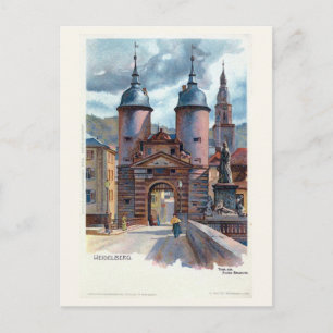 Cartão Postal Vintage Litho Heidelberg - Antiga Porta-Ponte