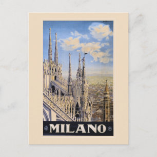 Cartão Postal Vintage Litho Viagem e Milan Itália