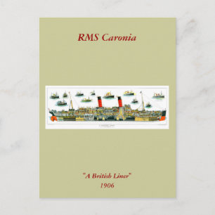 Cartão Postal Vintage Lithógrafo British Ocean Liner RMS Caronia